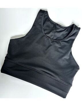 🩷BLACK HIGH NECK CROP TOP SPORTS BRA WORKOUT SIZE SMALL GYM PILATES OPEN BACK